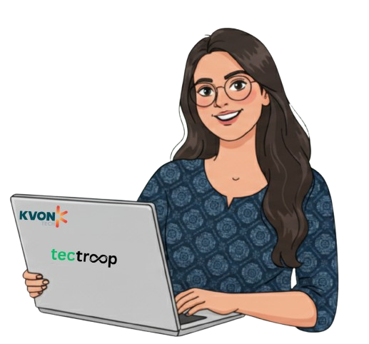 Woman working on a laptop in a modern office